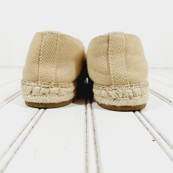 J. McLaughlin Cream Brown Canvas Leather Redding Cap Slip On Espadrille E385 - Picture 6 of 16